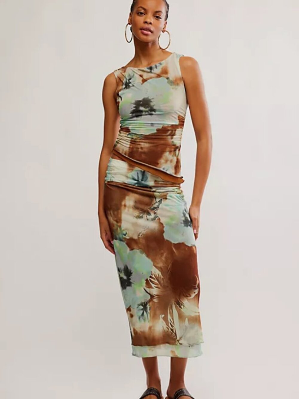 Free People Sunset Mesh Midi Skirt, sz L